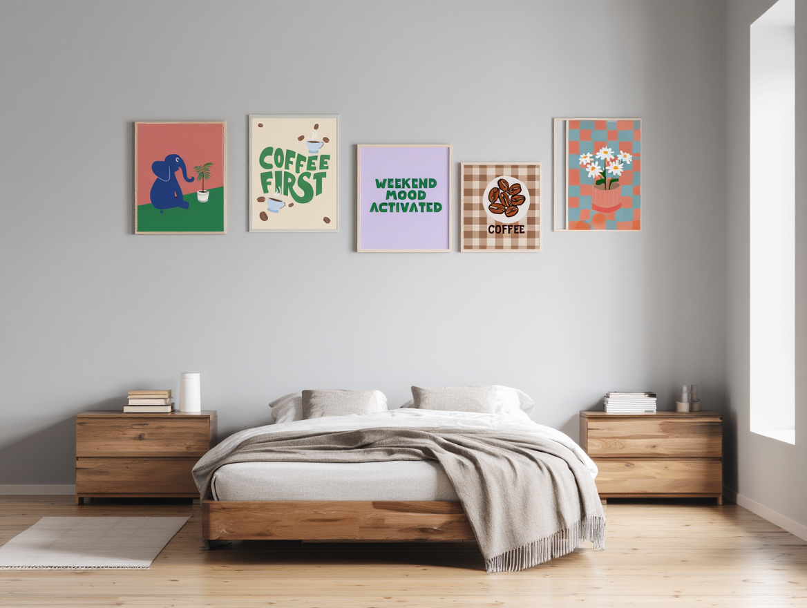 Colourful Electric Green – Weekend Mood Coffee 5-Prints