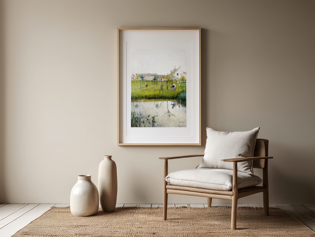 Carl Larsson – The Old Man and The Nursery Garden | Vintage Art Print