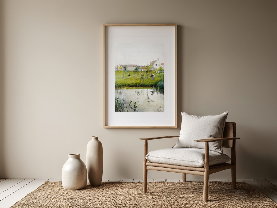 Carl Larsson – The Old Man and The Nursery Garden | Vintage Art Print