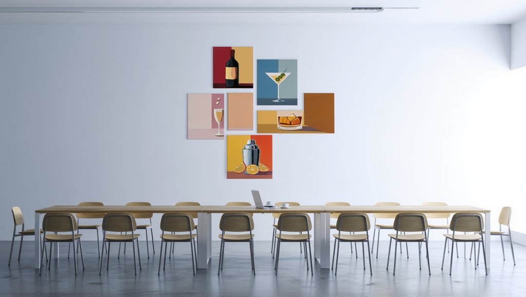 Cocktail Bar Cart Art – Dining Room Set of 4