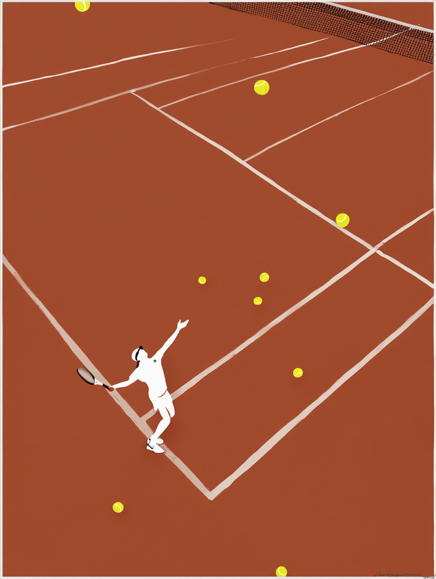Tennis Match Art Print – Minimalist Sports Wall Art for Modern Interiors