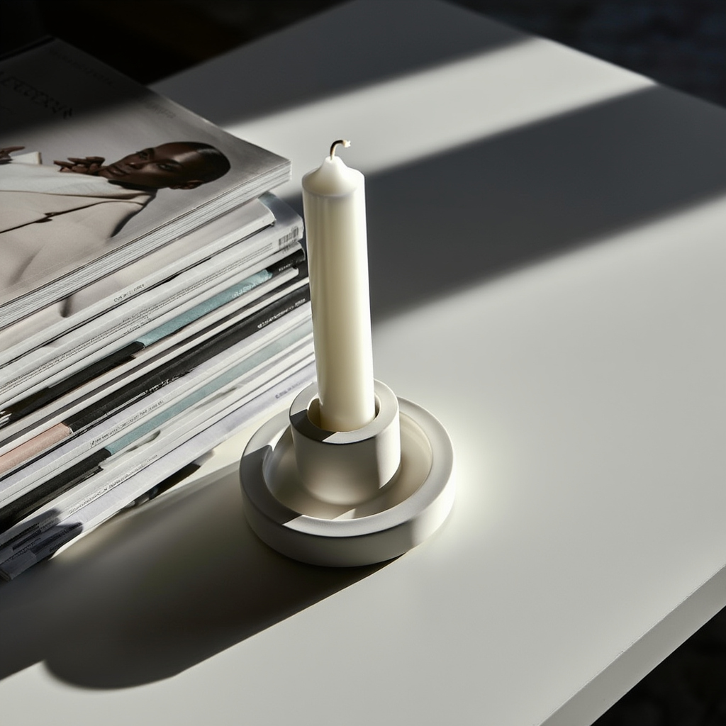 Minimalist Short Candle Holder – White Cream  Home Decor