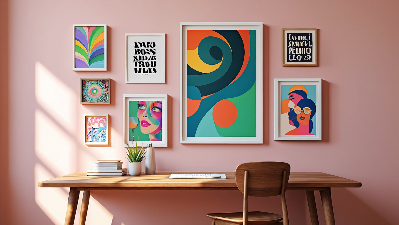 Eclectic Maximalist Wall Art – Office Set of 6