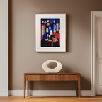 Blue Interior Woman – Minimalist Abstract Portrait