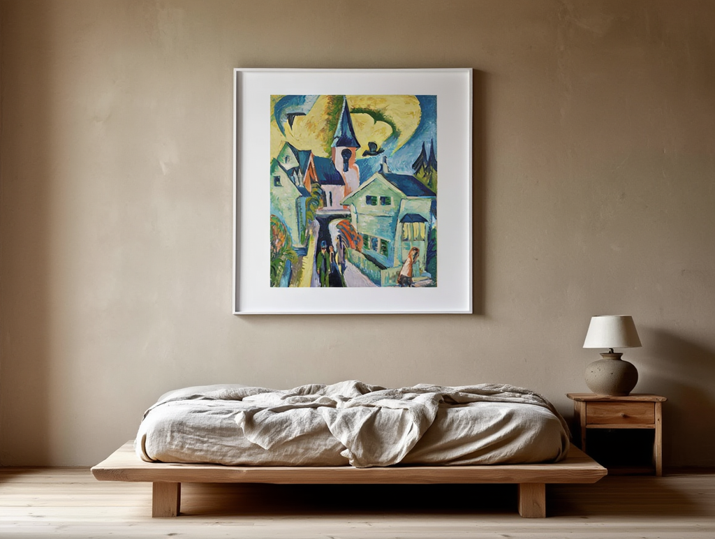 Ernst Ludwig Kirchner - Konigstein med rød kirkeplakat | HakyArts