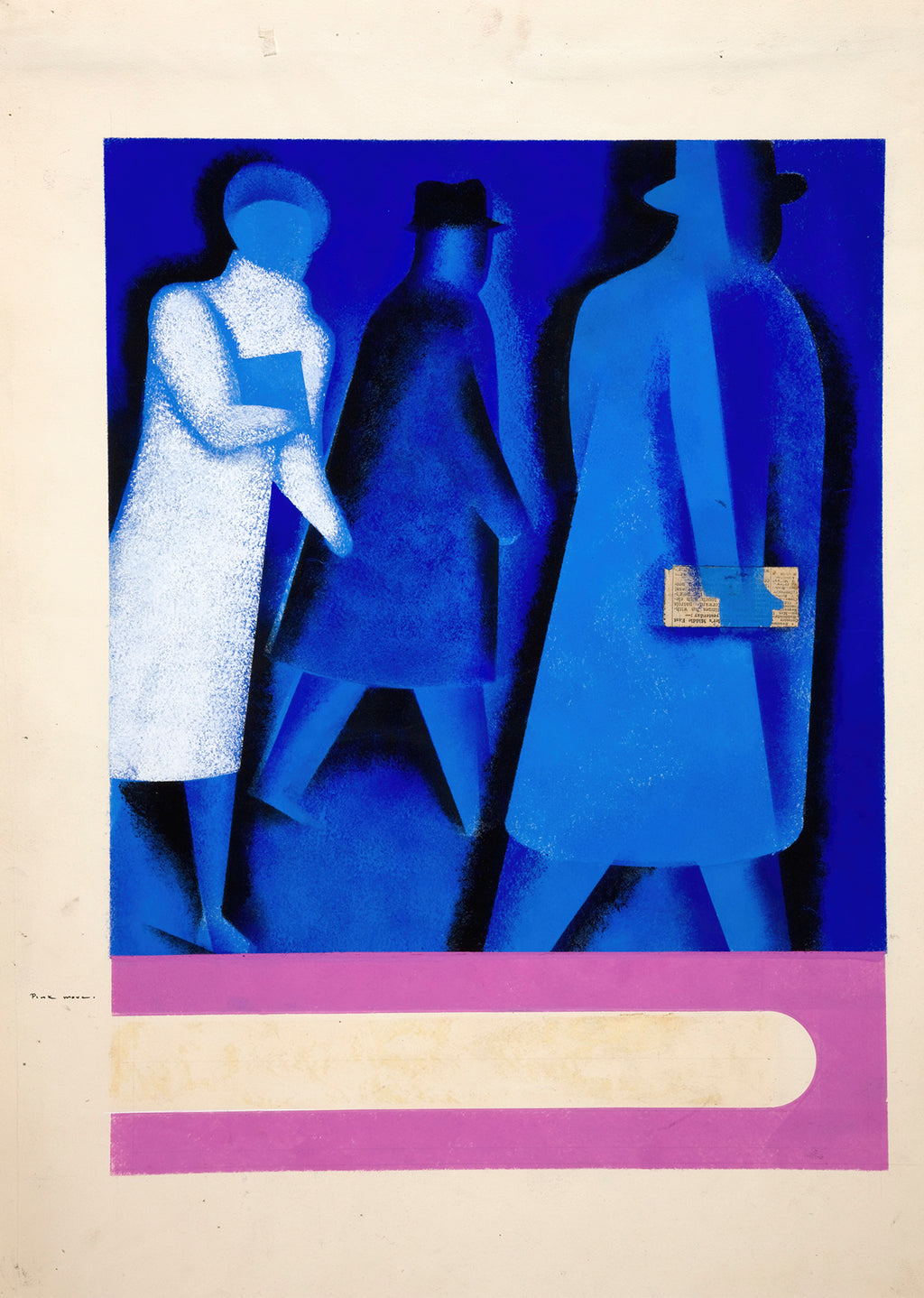 Blue Ballet Twin Figures – Graceful Dancer Art Print in Soft Blue Tones