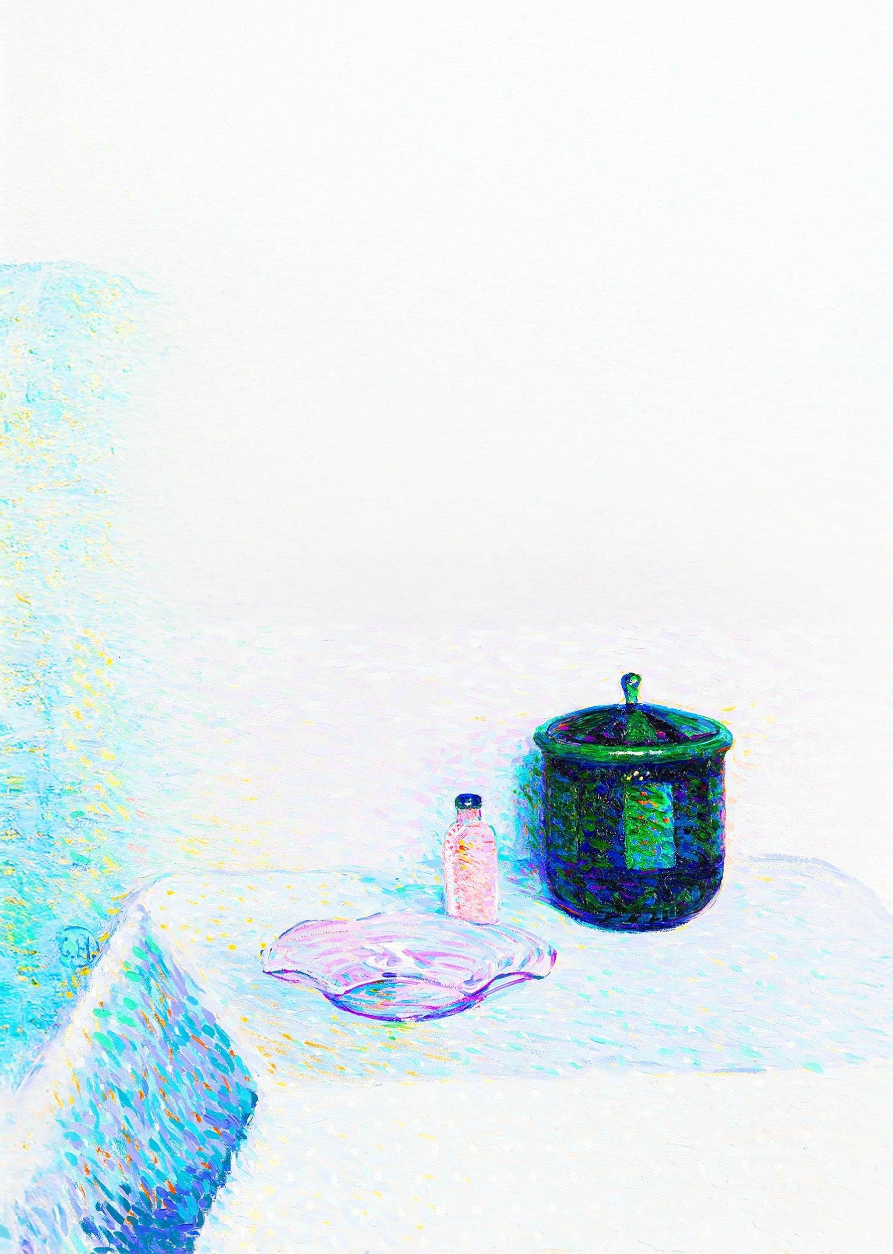 Still life with bowl, bottle and lidded box - Hakyarts