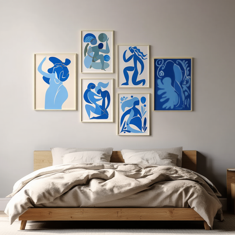 Blue Matisse Line Art – Set of 6