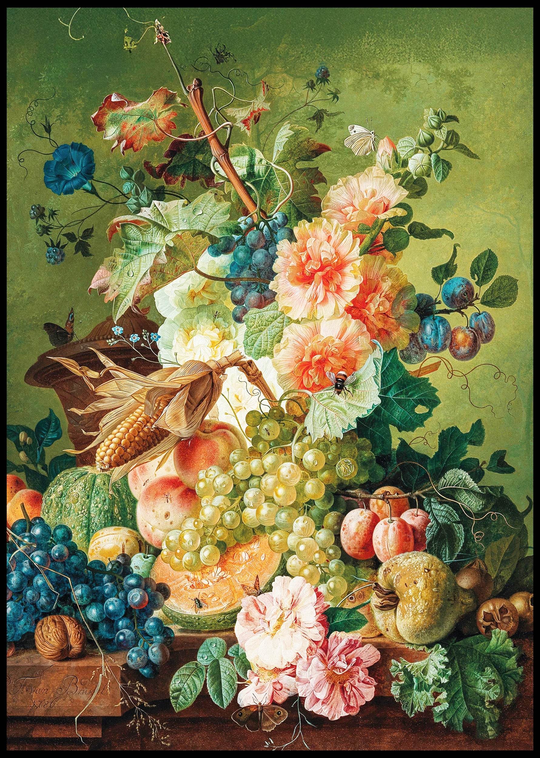 Flowers, Fruit And A Corn On The Cob On A Table Ledge - Hakyarts