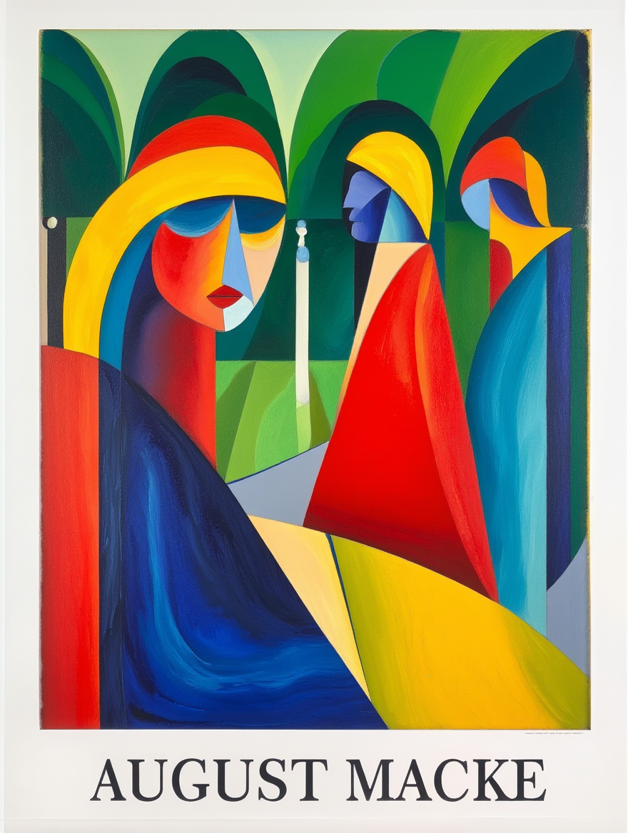 Bright & Bold August Macke Prints – 4 Modern Artworks for Living Room or Bedroom