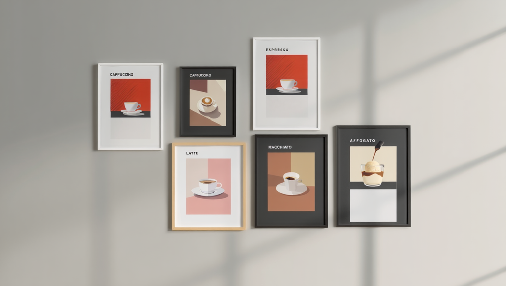 5 Espresso & Latte Coffee Posters – Minimalist Café Wall Art Prints