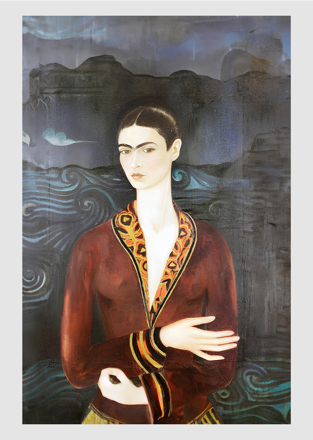 Self Portrait in a Velvet Dress by Frida Kahlo – Surrealist Figurative