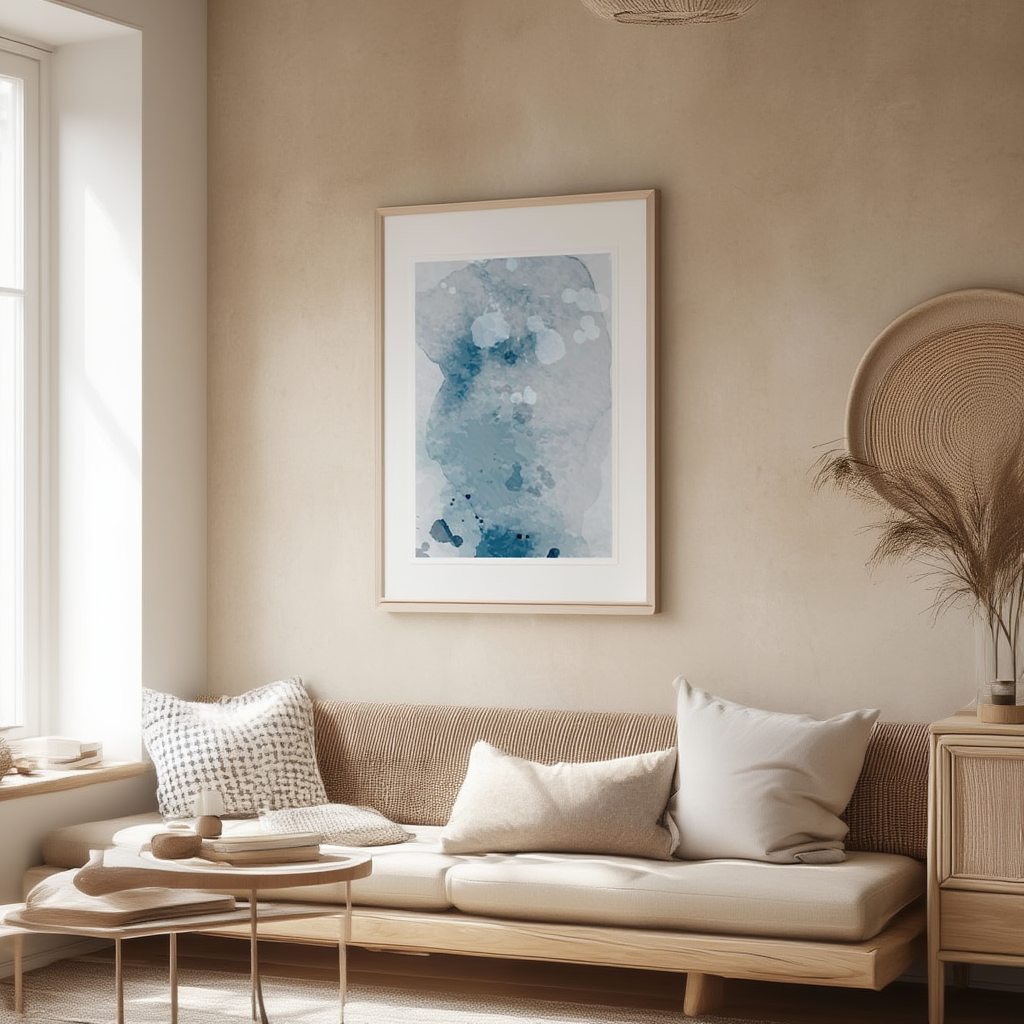 Abstract Blue Marks No 2 Poster