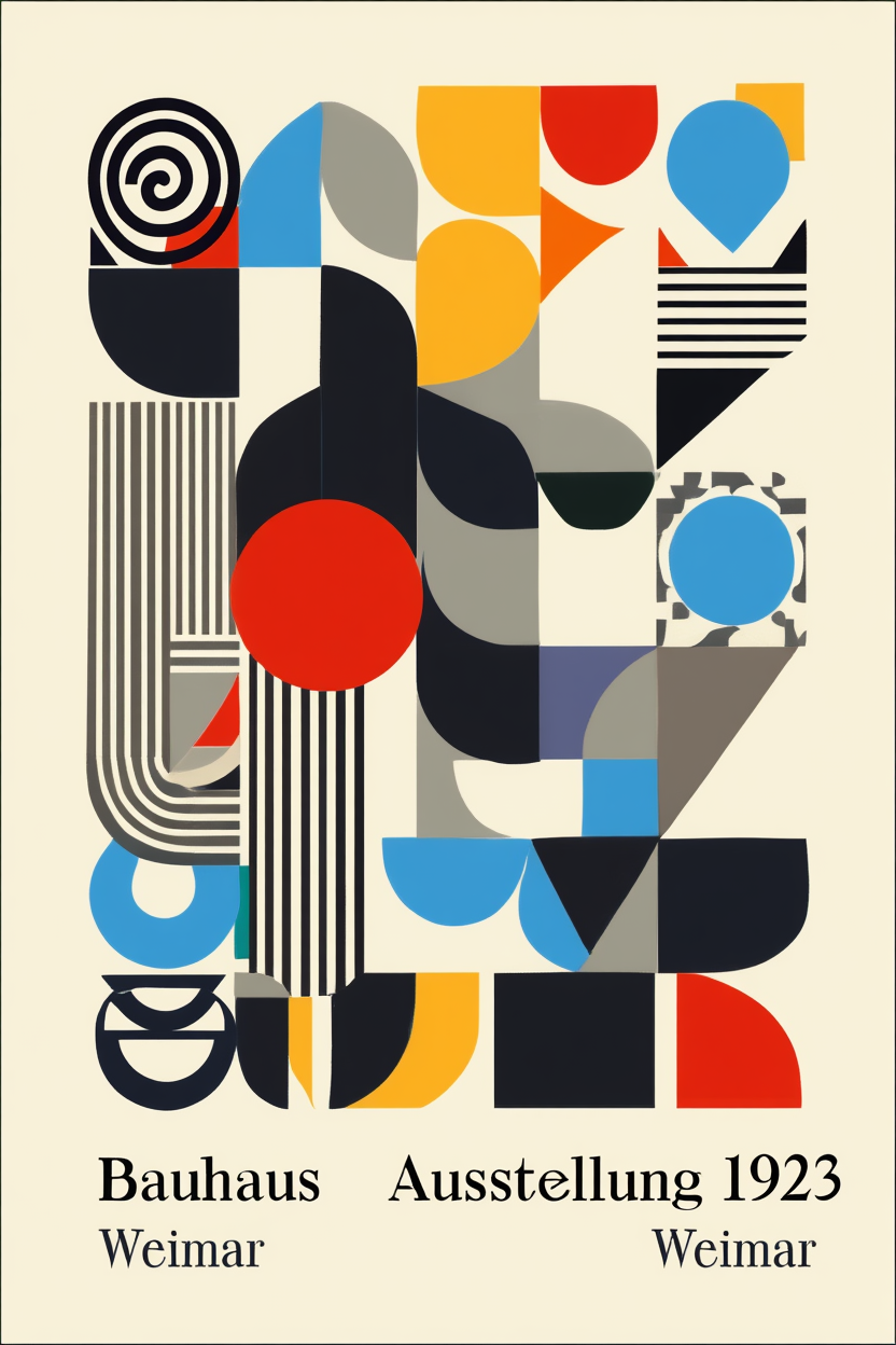 Set of 2 Wall Art Prints – Desert Revenue Figurative Art & Primary Balance Bauhaus Abstract Composition