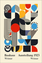 Set of 2 Wall Art Prints – Desert Revenue Figurative Art & Primary Balance Bauhaus Abstract Composition