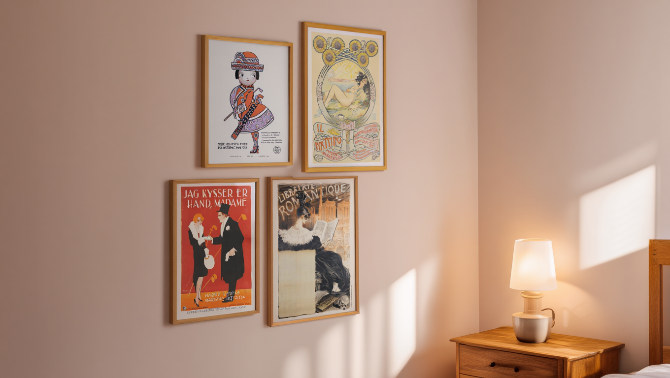 Vintage Elegance – 4-Piece Wall Art Set