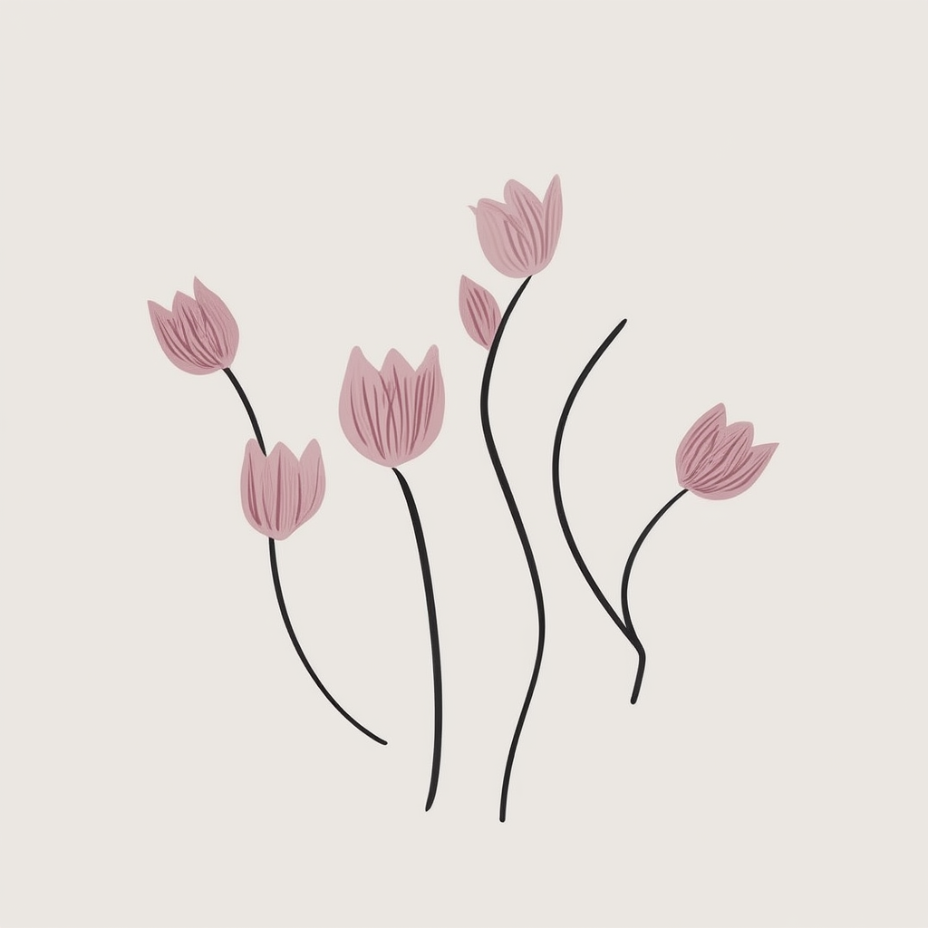 Whispering Blooms – Beige Floral Illustrative Art Print