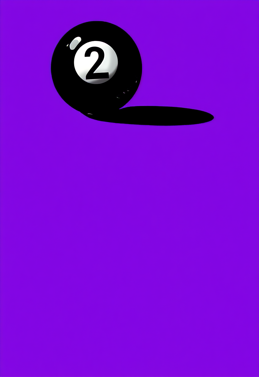 Purple Black Pool Ball – Number 2 – Minimalist Wall Art Print