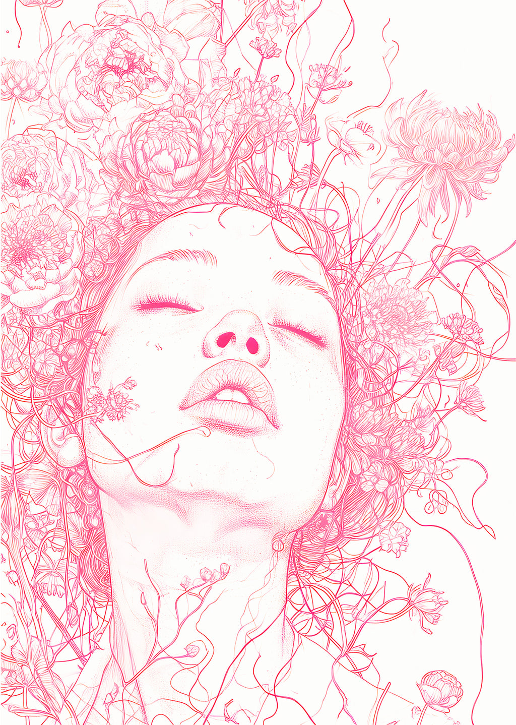 Blush Feminine Line Drawing Art Print