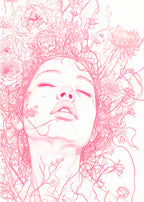 Blush Feminine Line Drawing Art Print