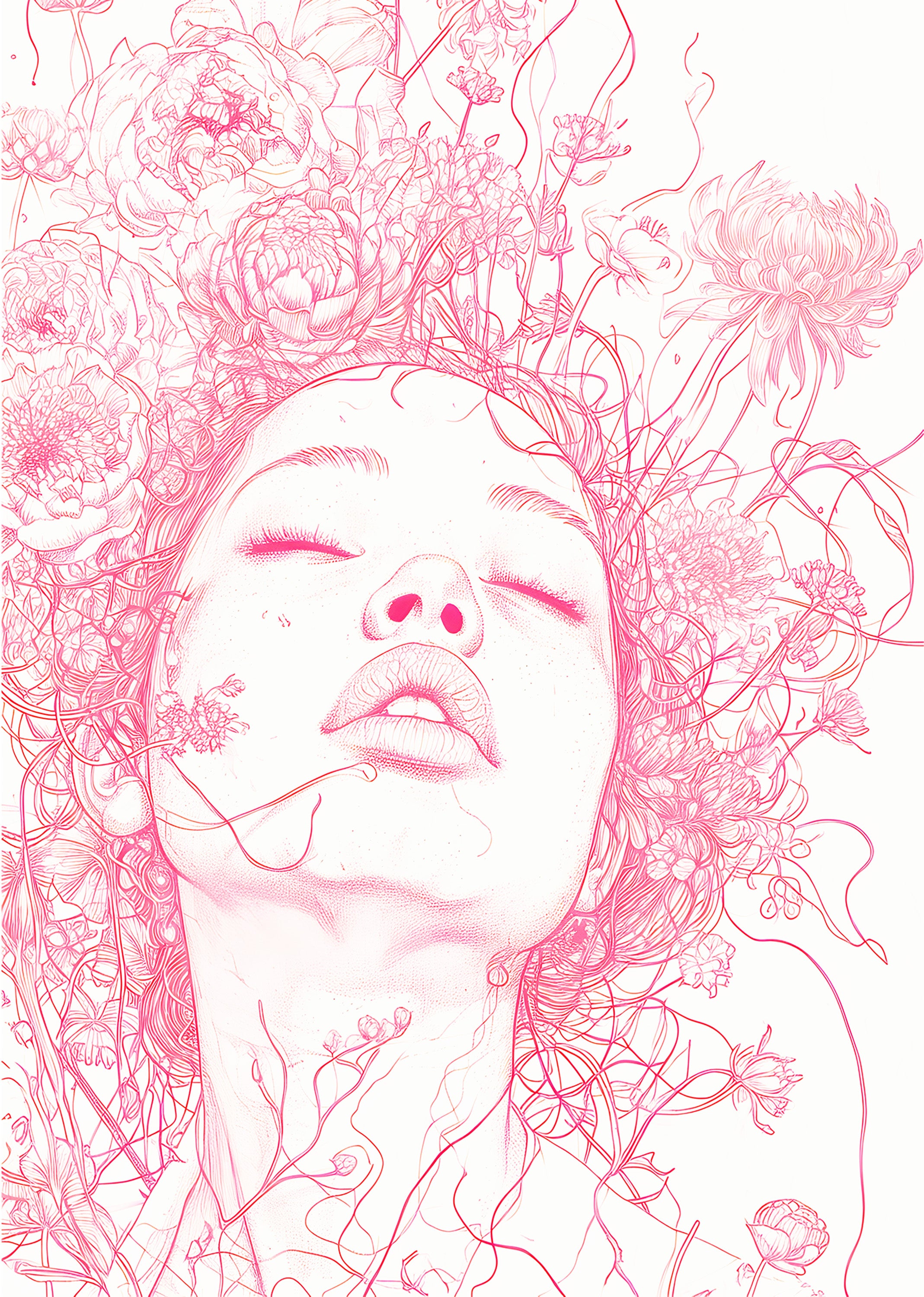 Blush Feminine Line Drawing Art Print