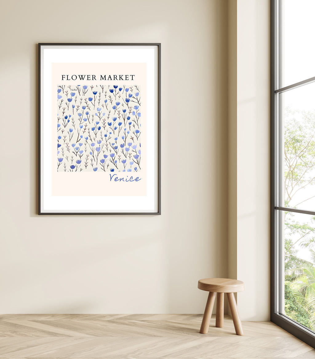 Flower Market Venice Modern Minimalist Wall Art Print