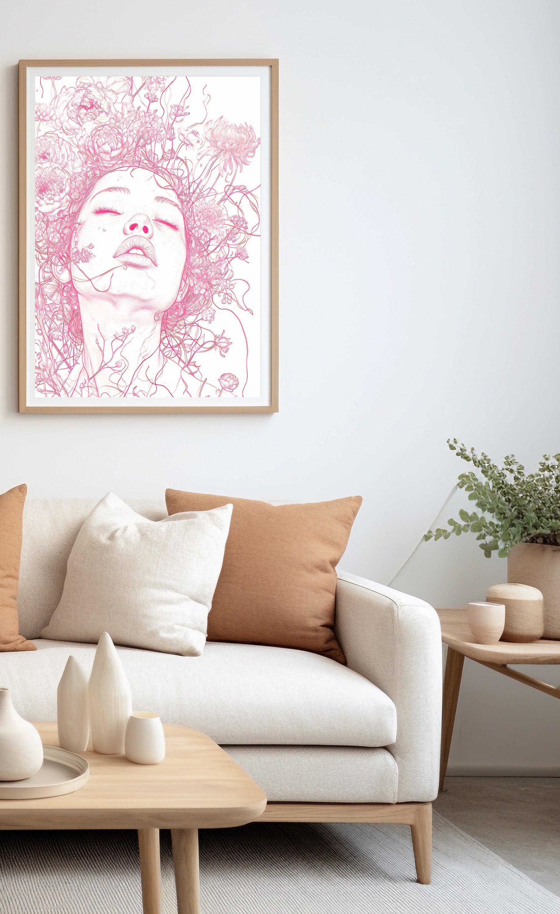 Blush Feminine Line Drawing Art Print