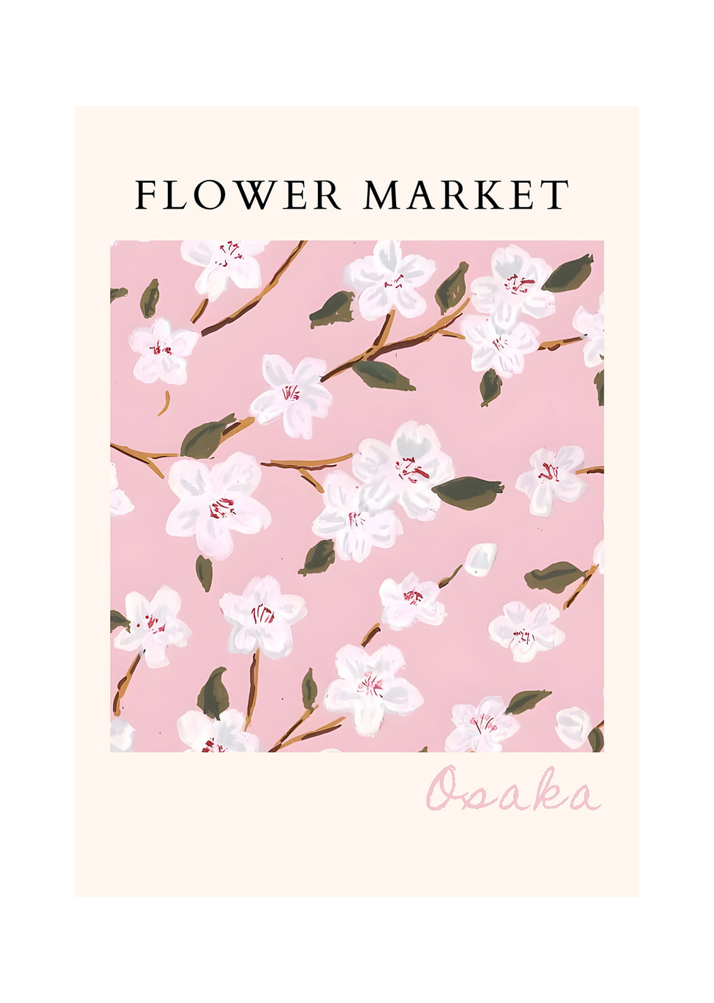 Set of 2 Floral & Geometric Wall Art Prints – Flower Market Osaka & Fragmented Horizons Gallery Set
