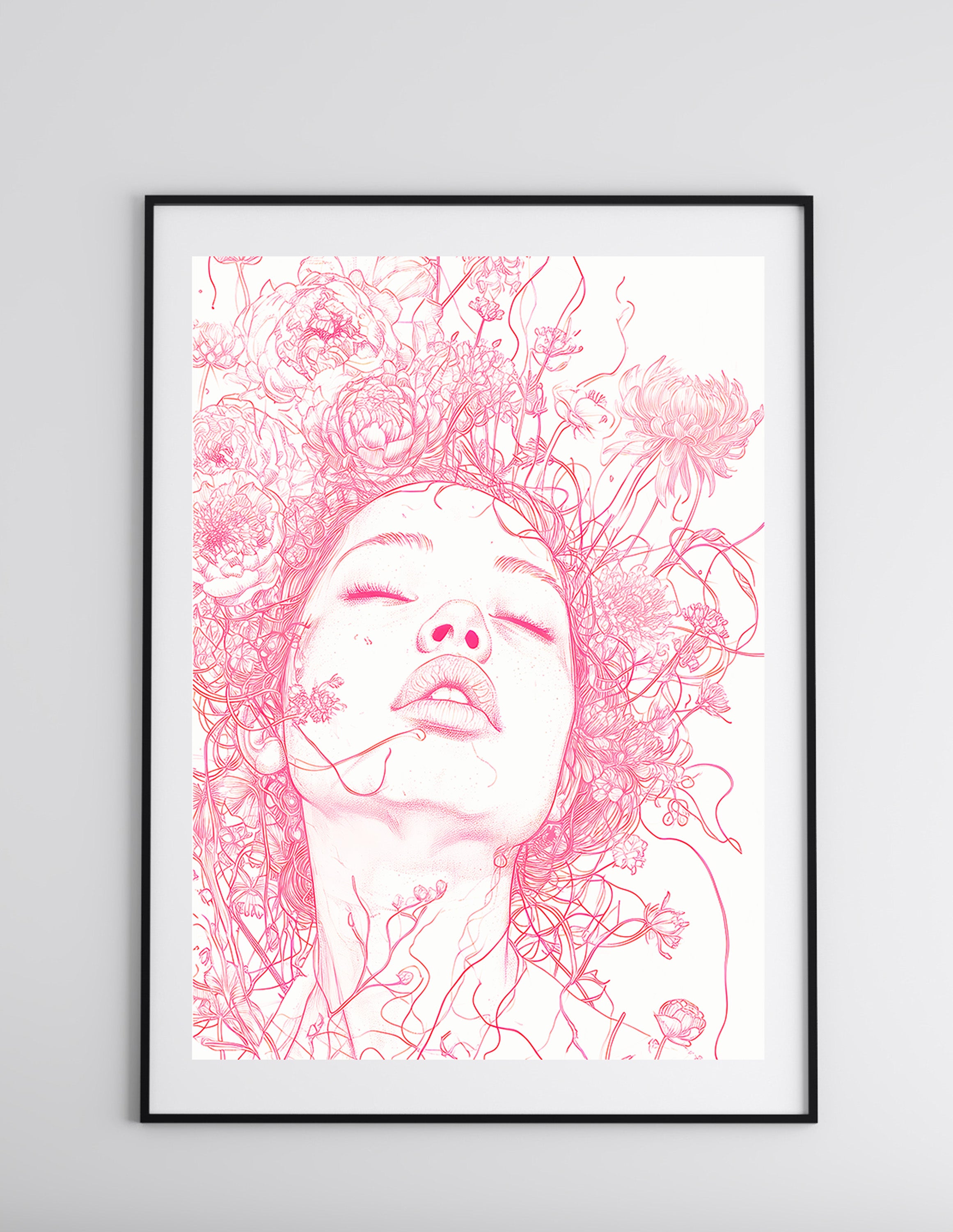 Blush Feminine Line Drawing Art Print