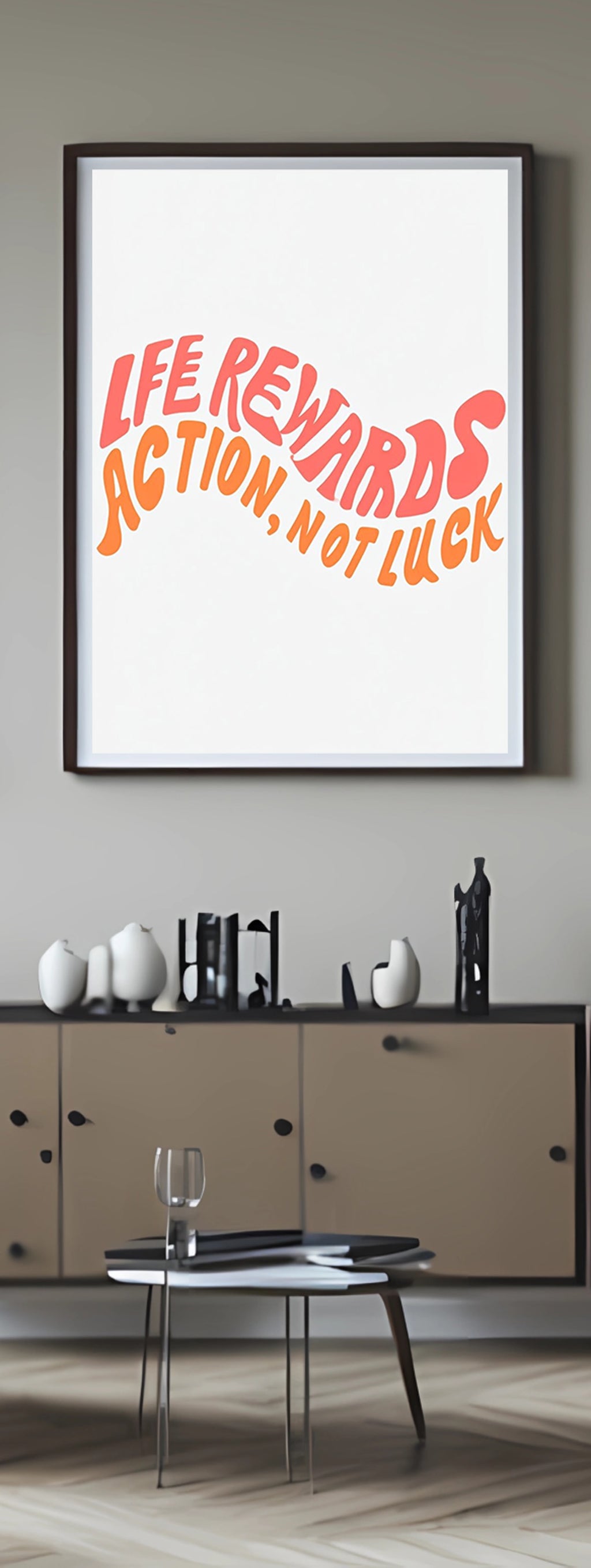 “Life Rewards Action, Not Luck” — Inspirational Typography Poster