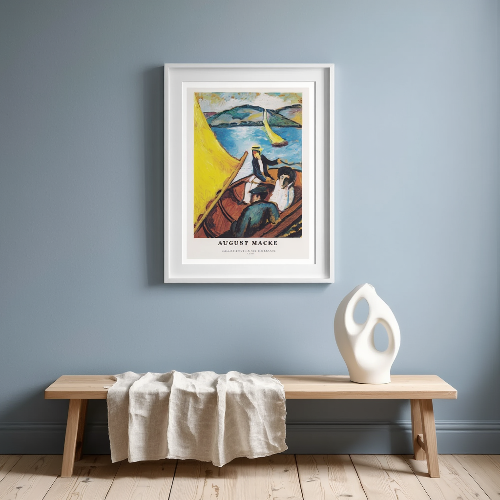 August Macke – Sailing Boat on the Tegernsee - Vibrant Expressionist Landscape Print