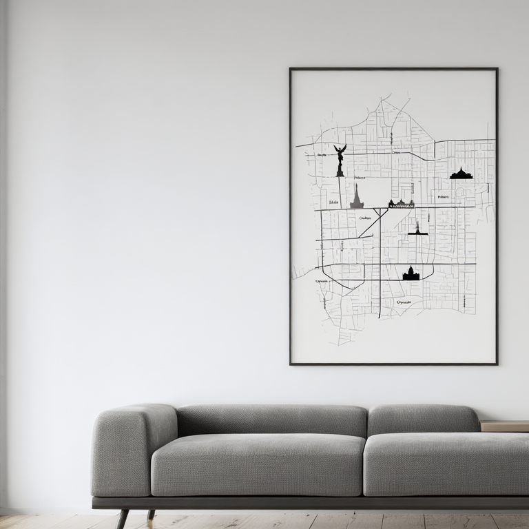 Mexico City Map Poster – Minimalist Black & White Urban Wall Art Print