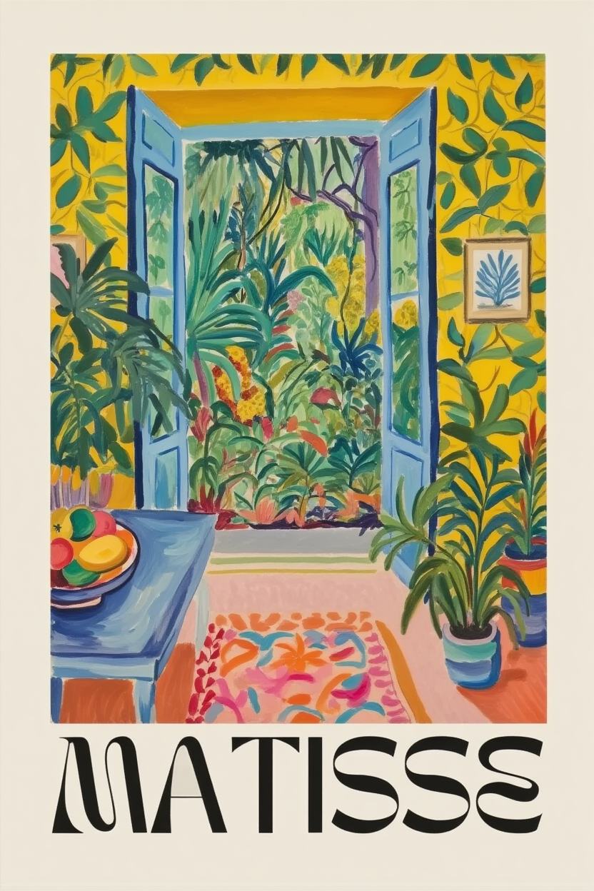 Matisse Tropical Interior Art Print  – 4 Colorful Modern Prints | Gallery Wall Décor for Living Room, Bedroom & Office