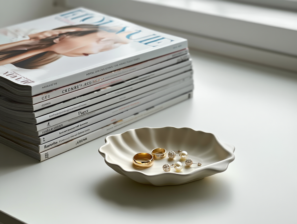 Minimalist Scallop Plaster Jewelry Tray – White Cream  Home Decor