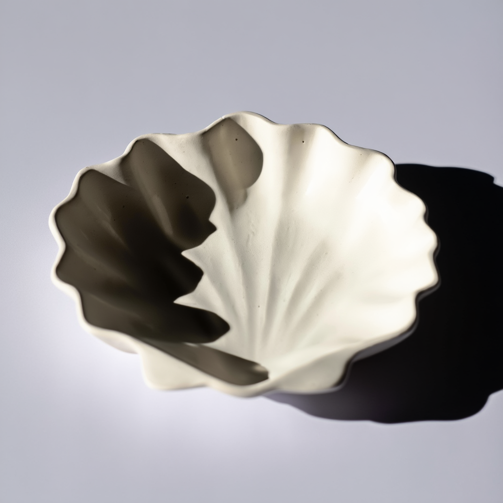 Minimalist Scallop Plaster Jewelry Tray – White Cream  Home Decor
