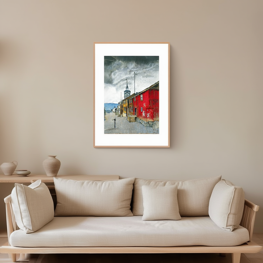 Street in Røros – Harald Sohlberg Art Print | Norwegian Winter Landscape Poster