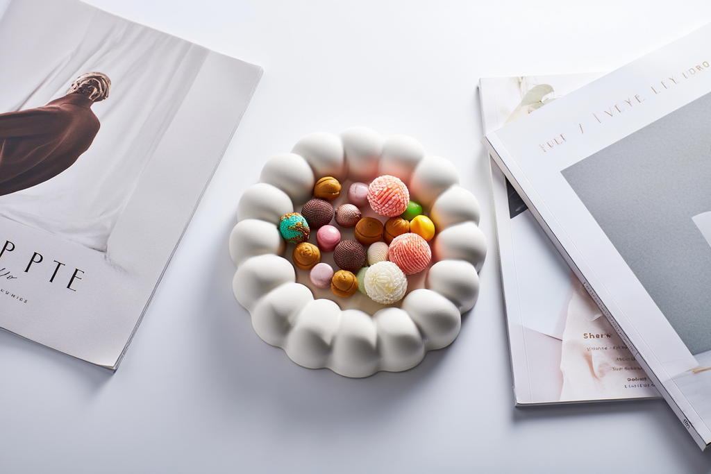 Minimalist Bubble Tray Coaster – White Cream Plaster Home Decor