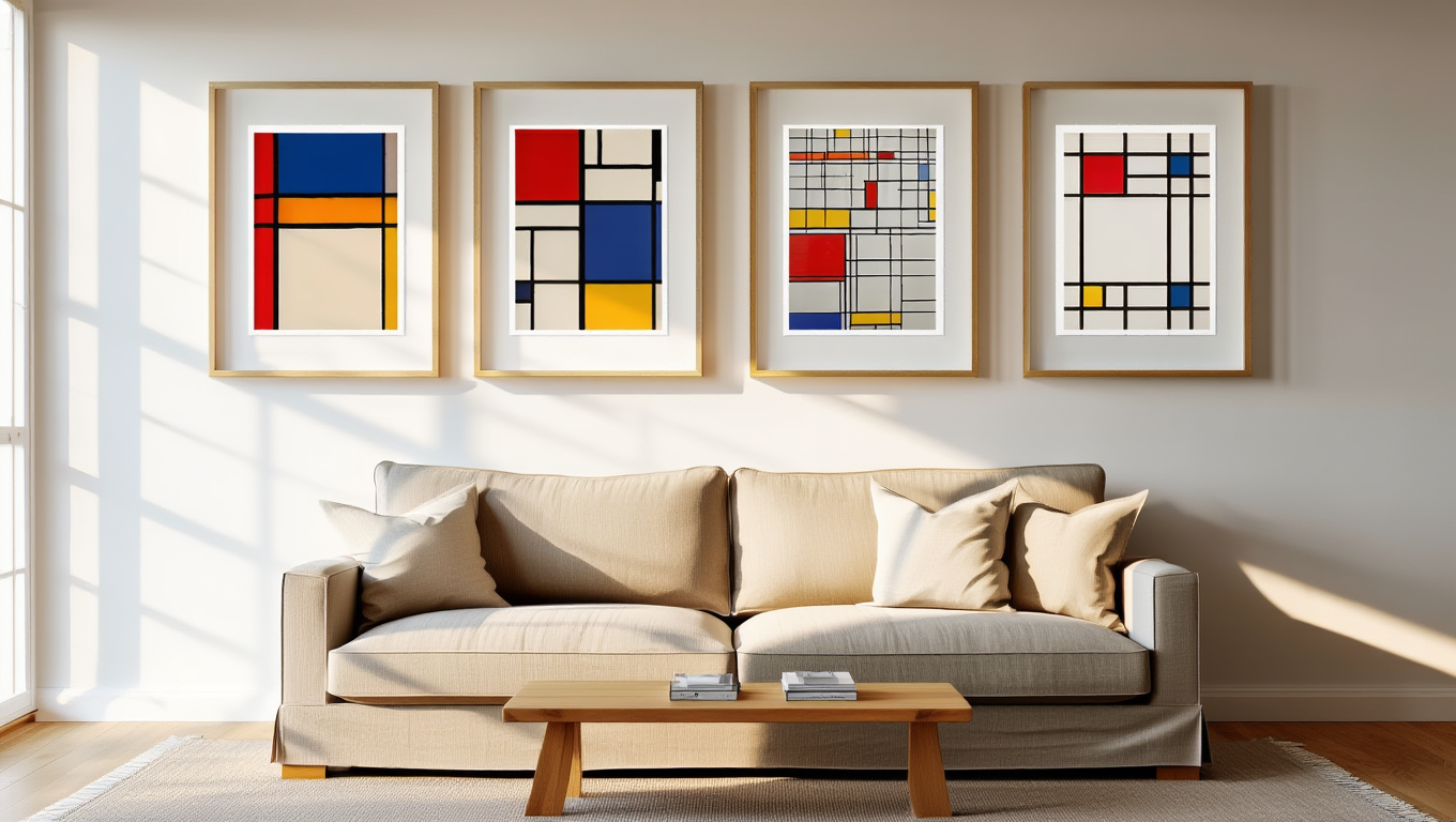 Piet Mondrian 4-Print Collection – Geometric Masterpieces