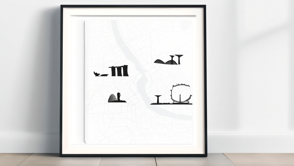 Singapore City Map Poster – Black and White Minimalist Wall Art Print