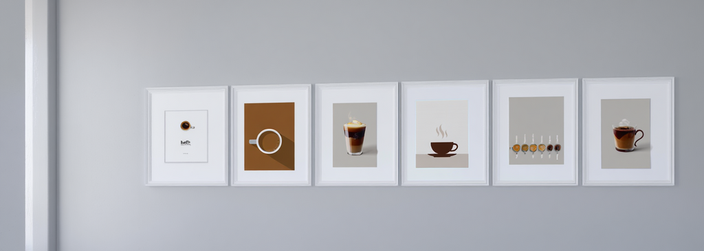 6 Coffee Posters – Minimalist Café Wall Art Prints for Espresso, Latte & More