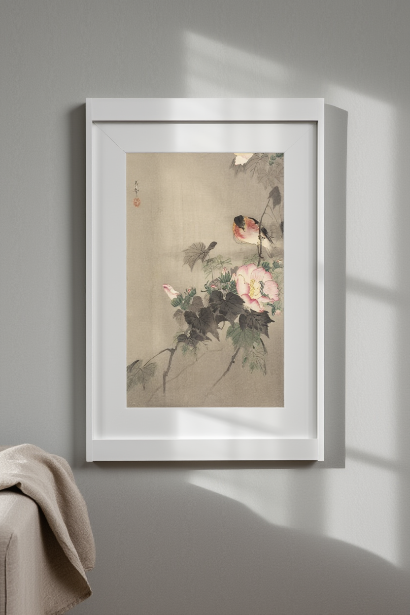 Ohara Koson - Stonechat on Blossoming Flower Poster