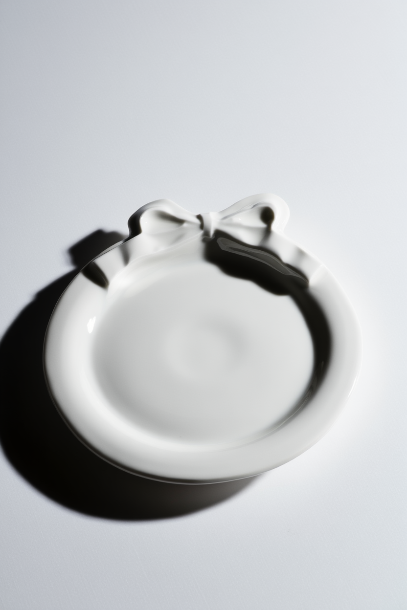 Minimalist Bow Shaped Storage Tray – White Cream  Home Decor