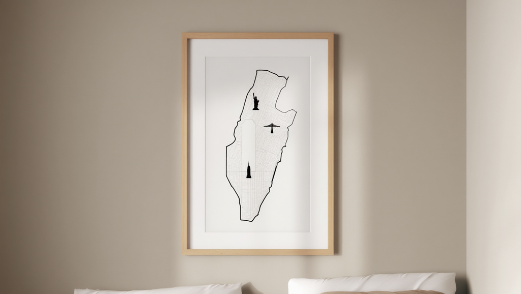 New York City Map Poster – Black and White Minimalist Wall Art Print