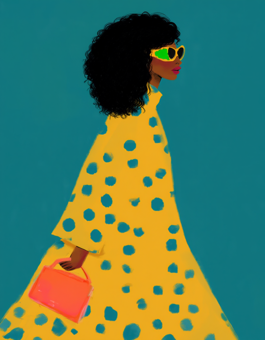 Confident Colourful Black Woman – Minimalist Abstract Portrait
