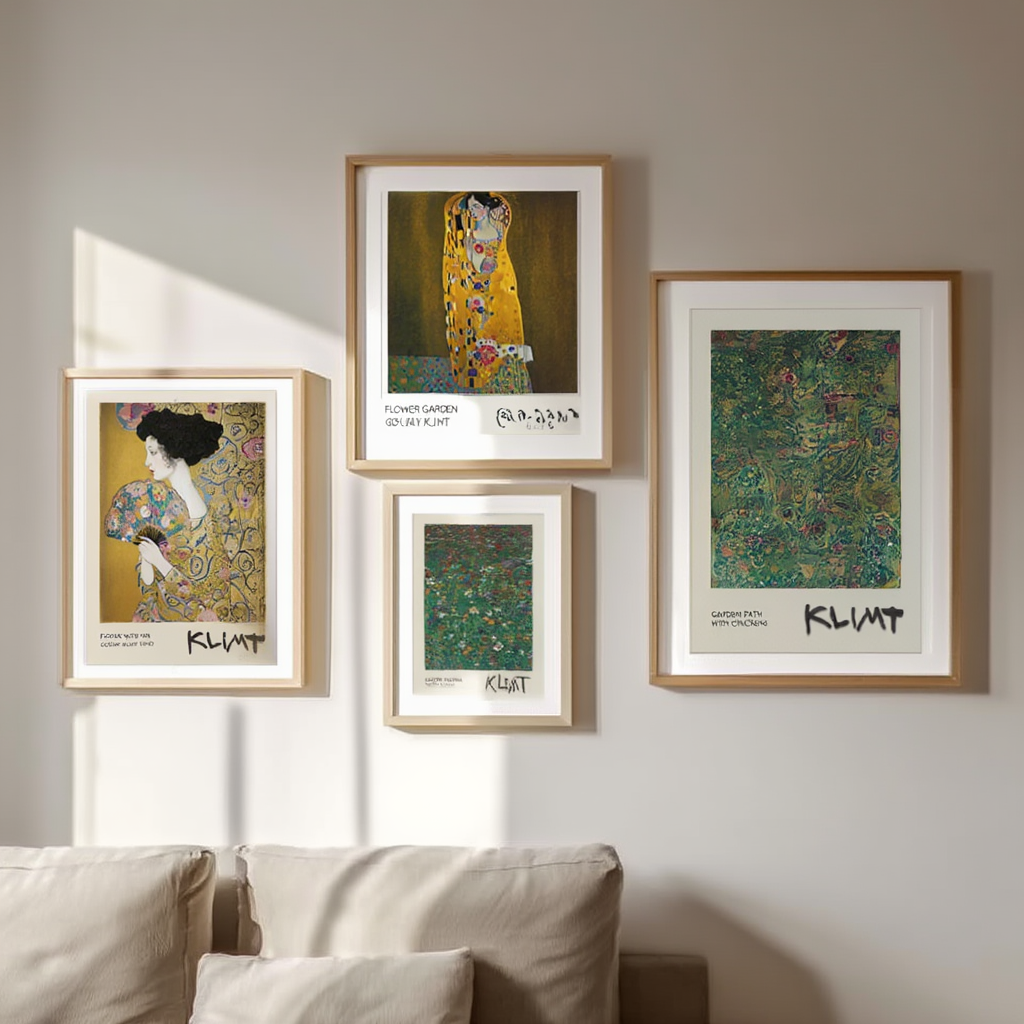 Gustav Klimt Art Print Set – 5 Golden Wall Art Prints | Elegant Gallery Wall Décor for Living Room, Bedroom & Office
