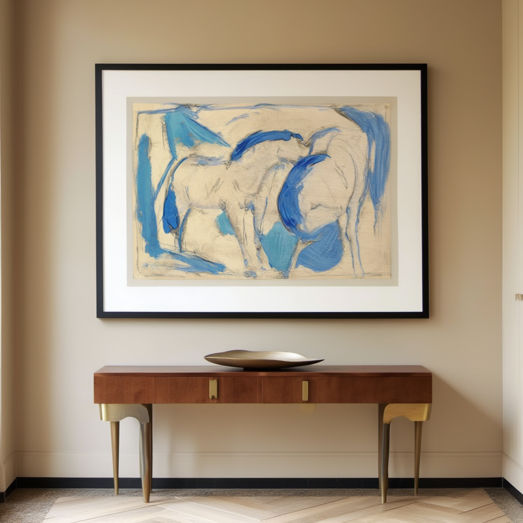 Zwei Pferde, blaugrün (1911) by Franz Marc – Expressionist Animal Art Print