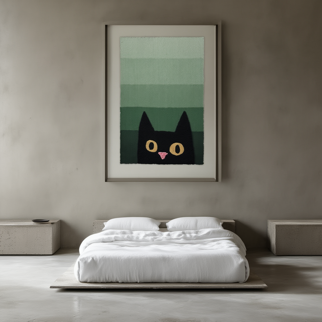Curled Comfort – Illustrated Cat Wall Art