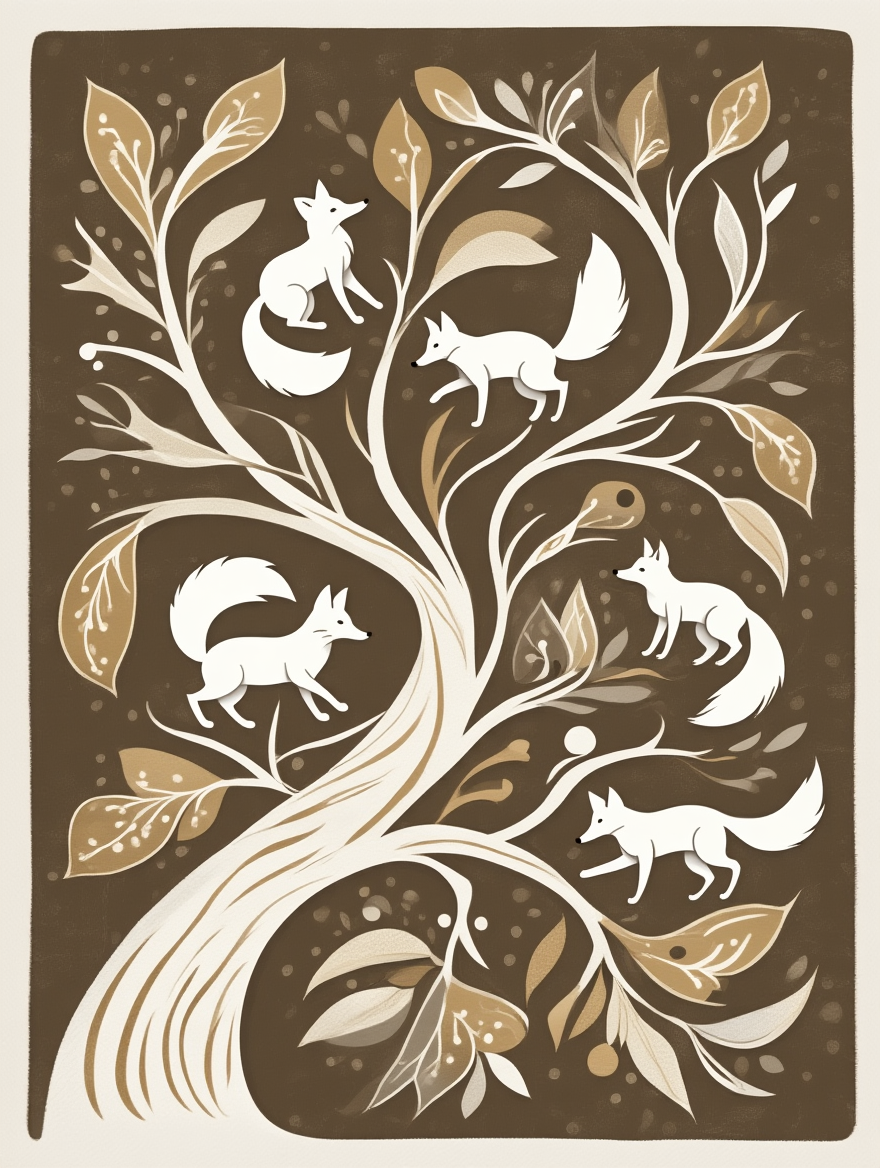 Foxes in the Tree – Folk Art Single Print