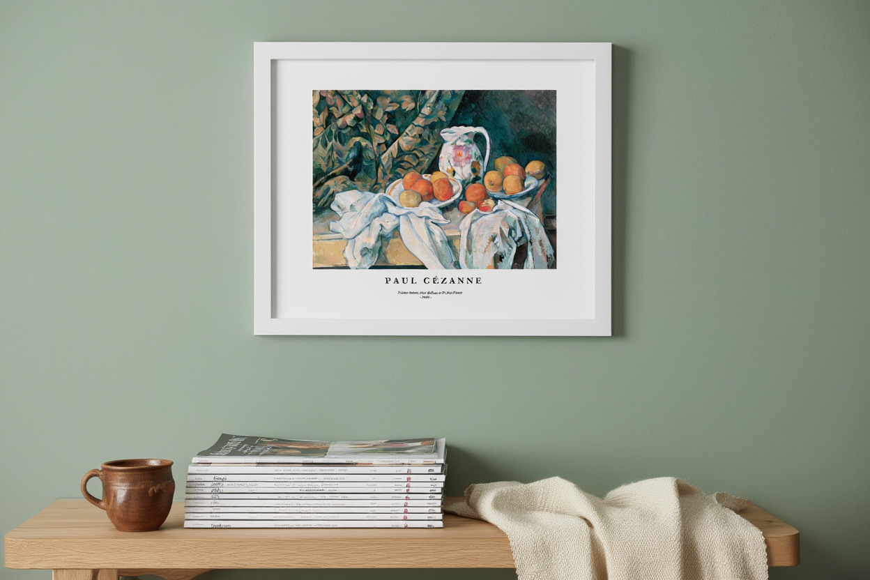 Paul Cezanne - Nature Morte avec Rideau et Pichet Fleuri Poster | HakyArts