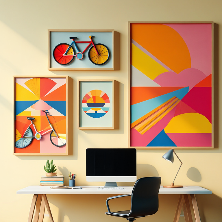 Bauhaus Geometric Pop Art – Home Office Bicycle Set of 4